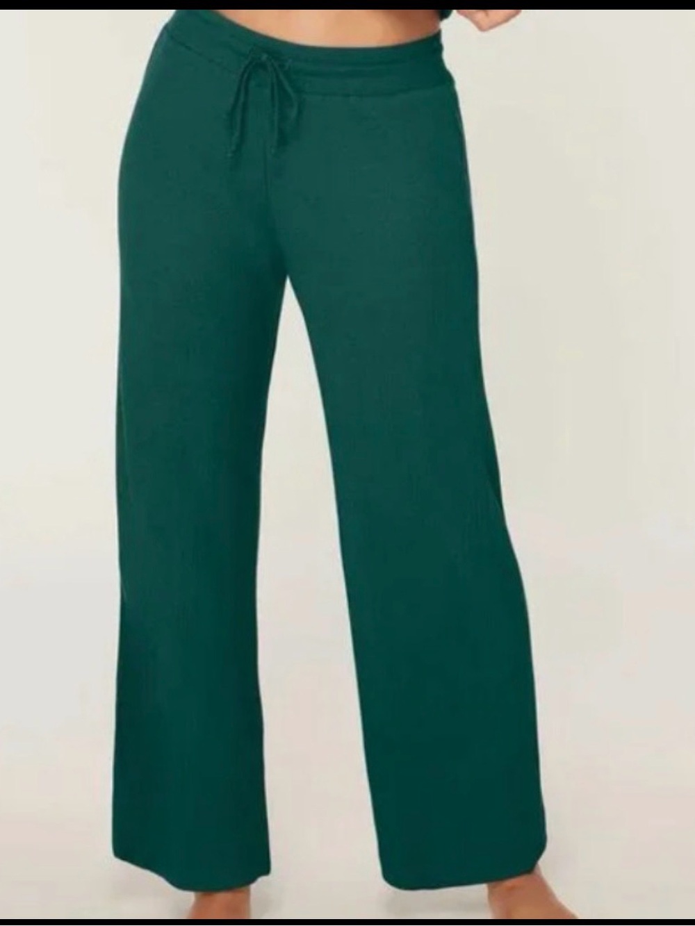 NWT Andie Women’s L Forest Green Wide-Leg Bamboo Drawstring Pants